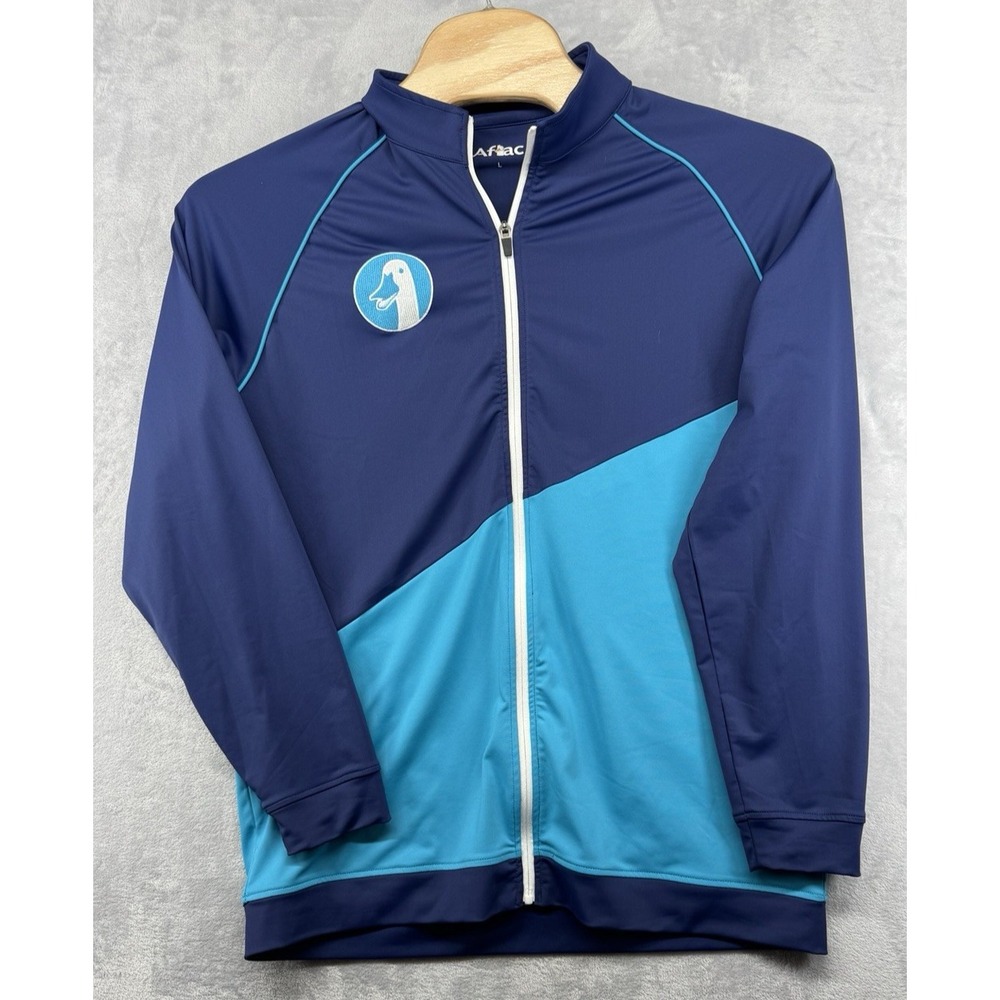 AFLAC Full-Zip Track Jacket Polyester Spandex Blend Blue Logo‎ Employee Men's L